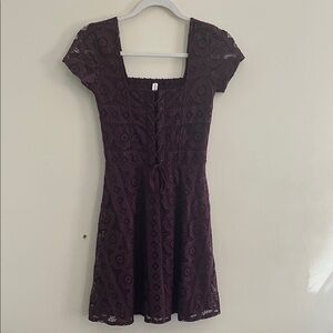 Aéropostale Purple‎ Corset Mini Dress Smocked Lace Autumn Renaissance Festival